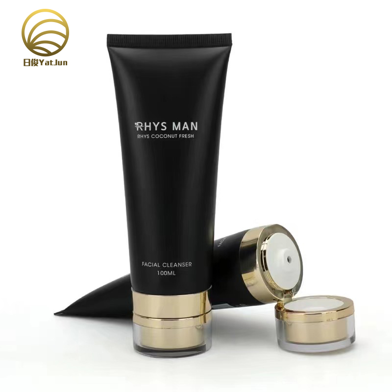 50ml100ml black tube with Luxury acrylic flip top cap moisturising skincare cream cosmetic packaging