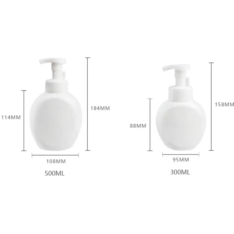 In stock 300ml 500ml oval round hand soap foam facial cleanser pump bottle
