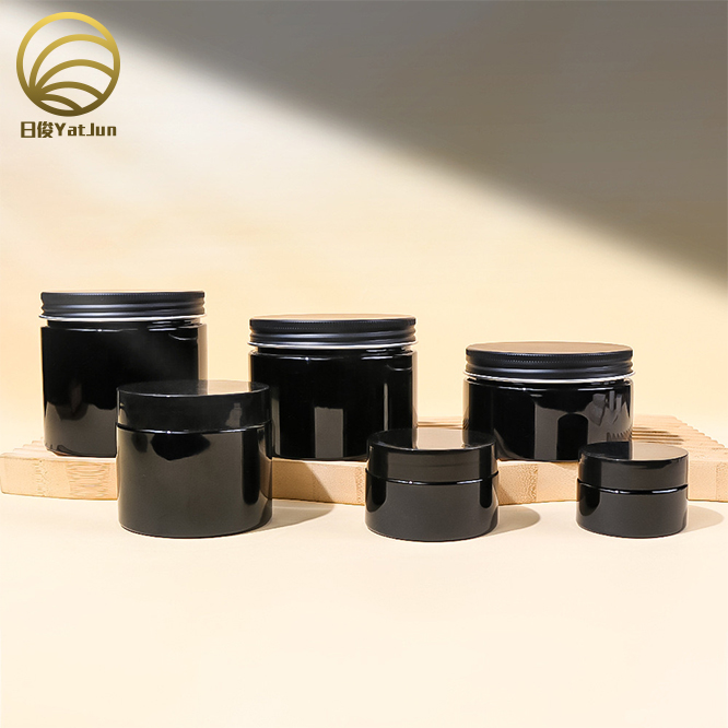 food grade D89 PET plastic black Jar with PP screw cap for 