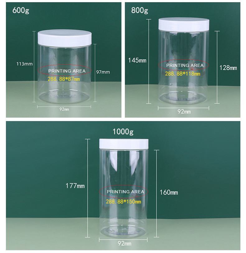 food grade D89 PET plastic black Jar with PP screw cap for 