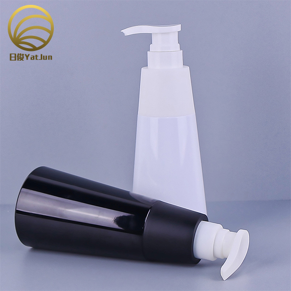 200ml 350ml White PET shampoo Plastic Bottle Black with Pump Cap in stock for Shower Gel packaging