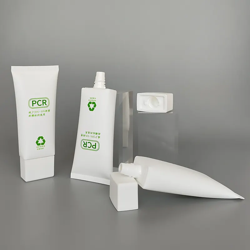 PCR material empty eco-friendly packaging square shape cosmetic plastic tube for skincare wholesale