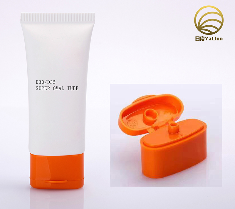 30ml 50ml Super oval empty cosmetic plastic tube with flip top cap for sunscreen cream