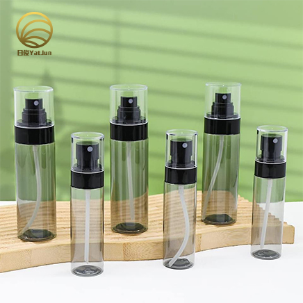 wholesale price Clear Black PET empty plastic bottle for skincare packaging with pump cap in stock