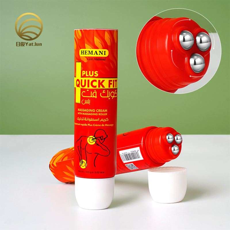 50ml 100ml cosmetic plastic empty tube with 3 steel roller ball applicator for skincare packaging