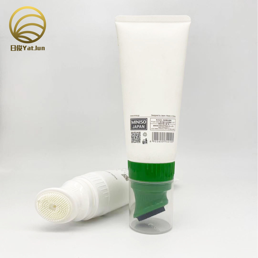 100ml Oval PE Squeeze Tube with Silicone Brush for Facial Wash | Refillable Cosmetic Packaging