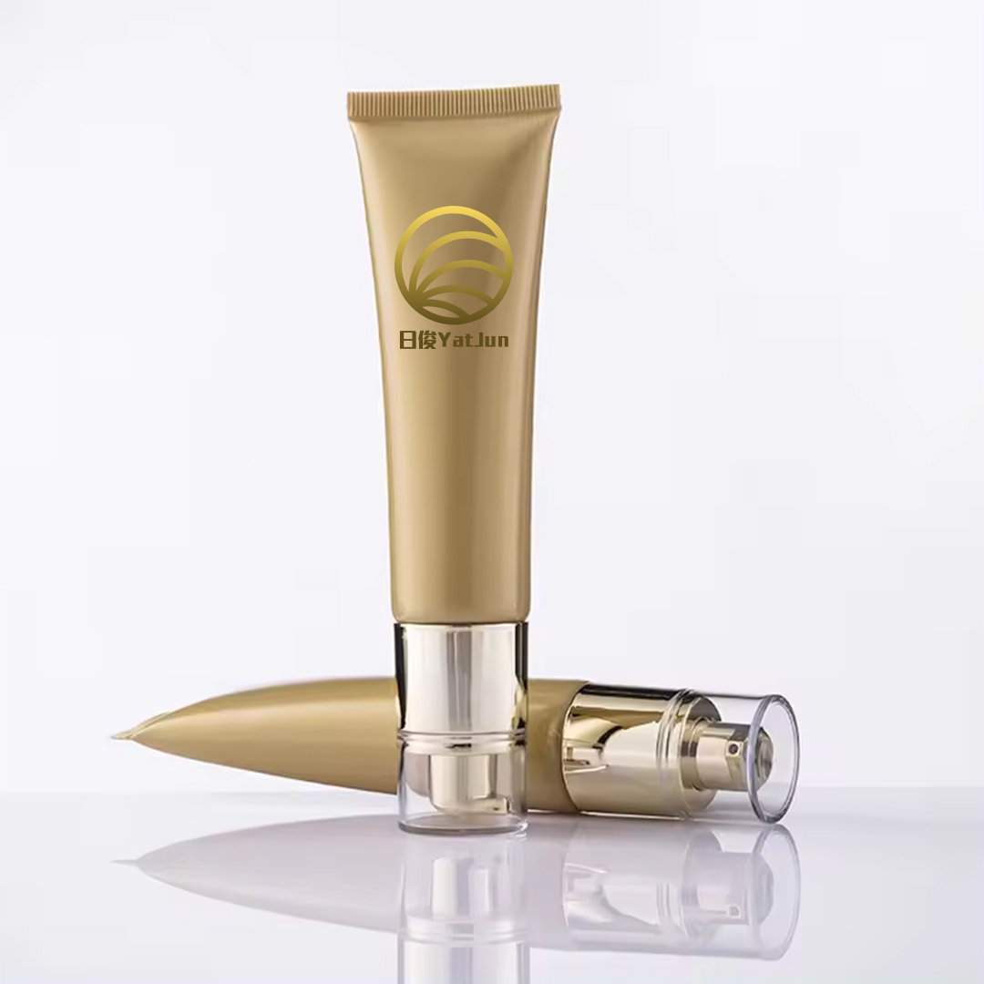 Gold Aluminum Airless Pump Tube Plant-Based Serum Eye Cream Packaging| Refillable Sugarcan design