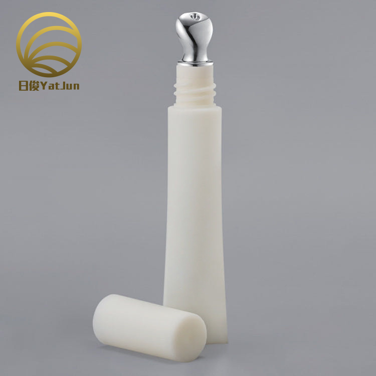 Zinc Alloy Angled Massage Head Cosmetic Tube - White PE Squeeze Container for Eye Cream
