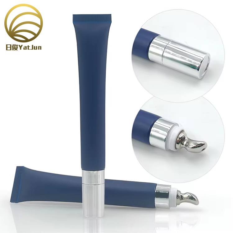 Matte Texture 30g Eye Cream Container - Slanted Zinc Alloy Massage Tip with Metallic Closure
