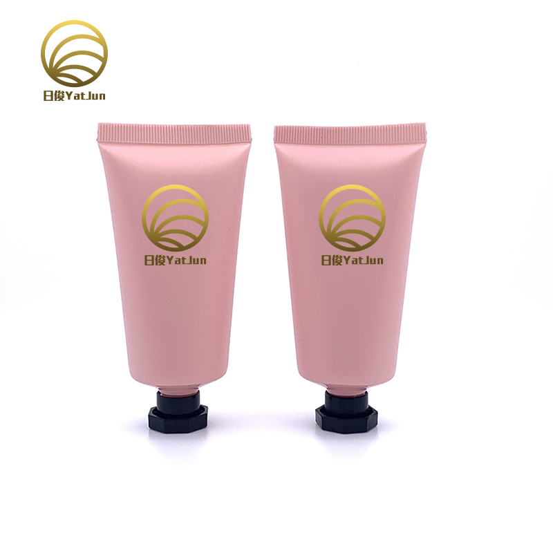 Pink Pearlescent Frosted Cosmetic Tube - Glossy Black 8-Sided Twist Closure Packaging