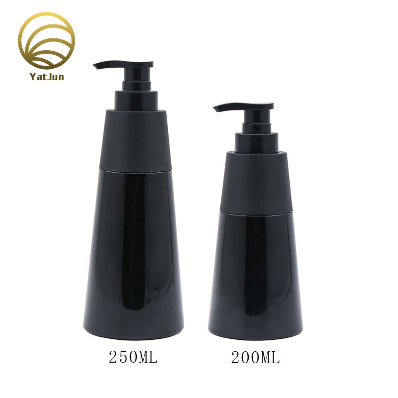 200ml/250ml Black Shampoo Pump Bottle Empty | Premium PET/PP Cosmetic Container