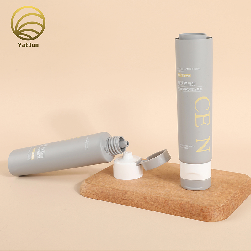 Dual-Chamber Cosmetic Tube for Face Wash | 2-in-1 Refillable Squeeze Bottle with Flip Top Cap"